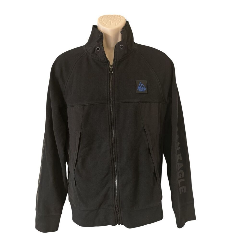 American Eagle Men’s Black Zip-Up Jacket Size Medium